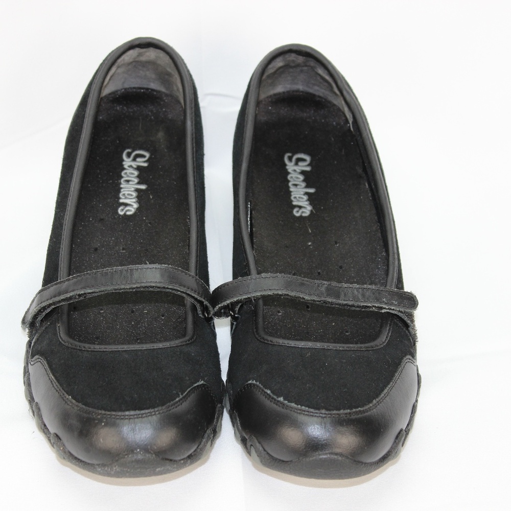 Skechers Women's Black Wedge Heel Mary Janes Sz 8